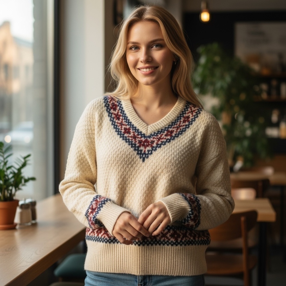 Eaton’s Vintage Wool  V-Neck Sweater - Size Small